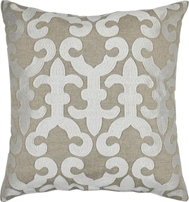 Produktbild von Marrakesch Kissenbezug Kissen 40x40 cm groß | Sofakissen Kuschelkissen aus Baumwolle bestickt als aesthetic Wohnzimmer Deko auf dem Sessel & Sofa | Dekokissen Kayon Weiss als Stuhlkissen im Esszimmer