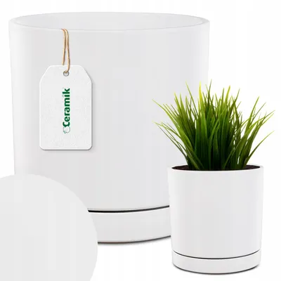 Obrázek produktu pro Ceramik Keramický květináč s podmisku bílý 15 cm
