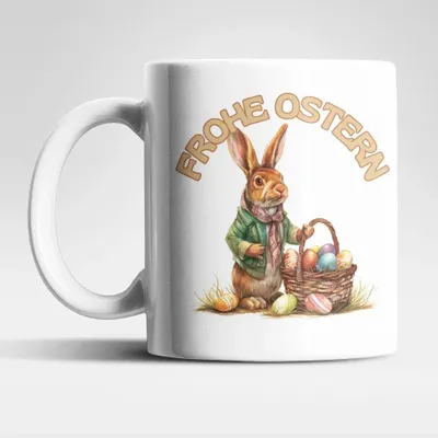 Produktbild von Ostern Hase Ostereier Kaffeetasse Teetasse Tasse Geschenkidee 325 ml – Hase-03