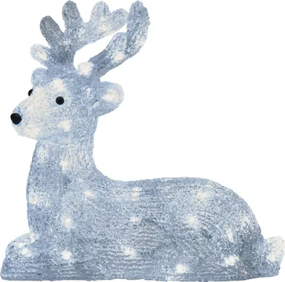 LED vánoční jelínek, 27 cm, venkovní i vnitřní, studená bílá, časovač