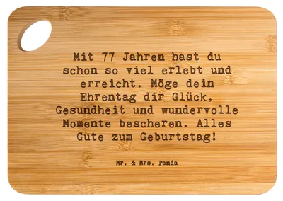 Produktbild von Mr. & Mrs. Panda Holzbrett Spruch 77. Geburtstag Glückwunsch - Transparent - Geschenk, Holzbrettchen, Alter, Weisheit, Hackbrett, Meilenstein, feiern, Happy Birthday