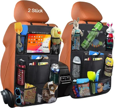 Produktbild von Autositzorganizer Set von 2, wasserdicht, mit Tabletfach, für Auto, Rücksitzschutz
