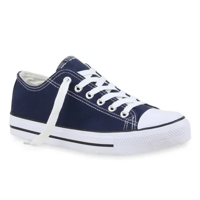 Produktbild von Mytrendshoe Damen Sneakers Sportschuhe 97316 Freizeit Stoffschuhe, Farbe: Dunkelblau, Größe: 37