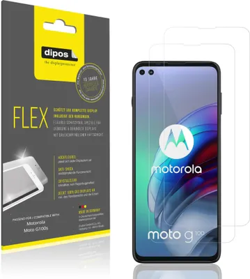 Produktbild von 2x Schutzfolie für Motorola Moto G100s Folie, 100% Displayabdeckung, dipos Flex