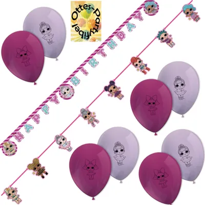 Produktbild von LOL-Deko-Set L.O.L. Glitterati Wimpelkette Girlande Luftballons