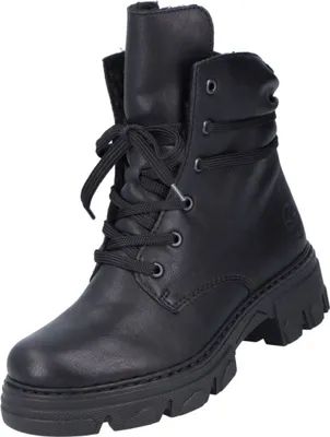 Produktbild von Rieker Damen Stiefelette Combat Boot geraffter Schaft Plateausohle 74624, Größe:38 EU, Farbe:Schwarz