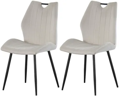 Produktbild von xonox.home Stuhl 2er Set Christin Velouroptik creme (B/H/T): 52 x 75 x 58 cm