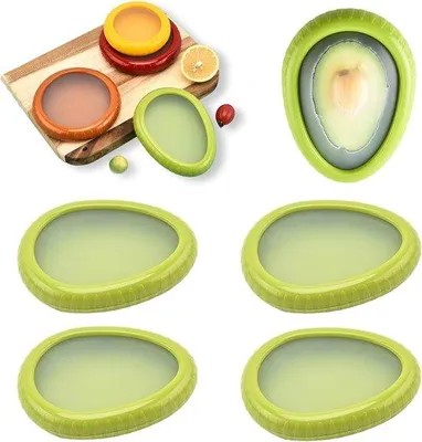 Immagine prodotto di Set di contenitori in silicone per frigorifero, 4 pezzi, verde, per frutta e verdura