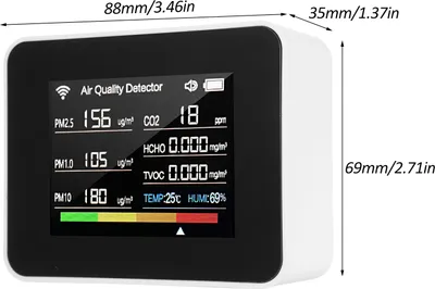 Image de Tuya WiFi Air Quality Meter 13-in-1 Moniteur de qualité d'air intérieur Détecte le CO ? TVOC HCHO PM2.5 PM1.0 PM10 Humidité et température Heure, date, alarme et chronomètre avec alarme pour la maison, le bureau, l'école et l'hôtel