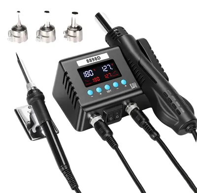 Obrázok produktu pre Stanovište na dozdobovanie SMD komponentov, výkon horúceho vzduchu 700 W, výkon pájky 60 W, rozsah teplôt 100 °C ~ 480 °C, rozmery 27 cm x 17 cm x 10 cm, hmotnosť 1000 g