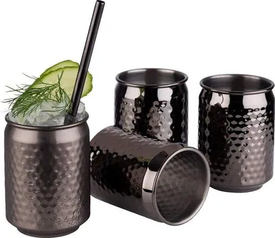 Produktbild von Famanu Cocktailbecher Set 4 Stück - Gunmetallook, 350 ml