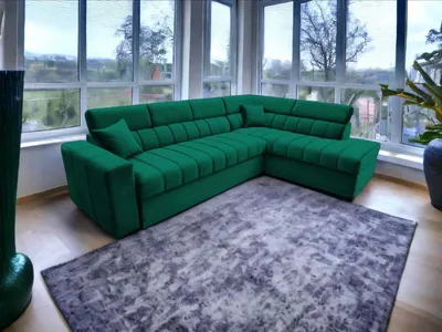 Obrázek produktu pro FurMeb24 ECKSOFA KENNO MAXI 300 x 210 cm ZELENÁ - pravá strana - s lůžkem a funkcí spánku