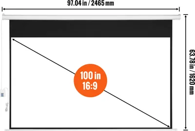 Image de Écran de projection motorisé SucceBuy, 100 pouces 16:9 4K 1080 HD, électrique avec télécommande. Idéal pour le théâtre à domicile ou au bureau, monté au mur, améliore l'expérience visuelle
