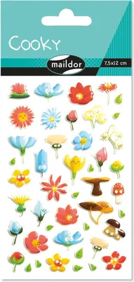 Produktbild von Maildor 10x Cooky, 1 Stickerbogen 7,5x12cm, Blumen - Mehrfarbig CY109C