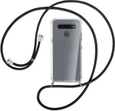 Produktbild von Handykette Backcover-Schutzhülle mit Band (Metall silberfarben) für LG K41S LM-K410 - schwarz