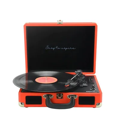 Produktbild von Plattenspieler mit lautsprecher PRIXTON VC400, Schallplattenspieler mit Bluetooth und Encoding-Funktion, Vinyl-Player, Radio FM und USB Port, Rot