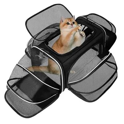 Produktbild von Katzenrucksack,Uni-Rucksack für Katzen und Hunde,faltbarer Haustierrucksack mit transparentem Netzfenster,atmungsaktiver und leichter Hunderucksack