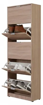 Produktbild von Dmora Schuhschrank Sueglio 67x28x192h cm Eiche Braun, 10 Regalböden 5 Türen