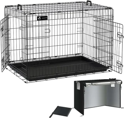 Produktbild von VOUNOT® Hundekäfig Klappbar, Hundebox Auto mit Abdeckung & Bodenschale, 107 cm XL