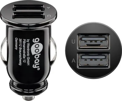 Produktbild von Dual USB-Autoladegerät 2,1 A Zigarettenanzünder-Stecker, lädt bis zu zwei USB-Geräte gleichzeitig, Slim Design