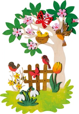 Produktbild von Drechslerei Kuhnert - Bastelset - Fensterbild Frühling - Maße ca. 15 x 22cm - die perfekte Dekoration für die fröhlichen Frühjahrstage
