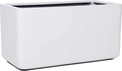 Produktbild von VIVANNO Pflanztrog Fiberglas MAXI ROUND Kasten, Weiß matt - 80x40x40 cm
