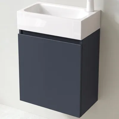 Produktbild von Mai & Mai Badmöbelset Badezimmermöbel bestehend aus Waschbecken und Waschbeckenunterschrank in Anthrazit Matt, BTH: 46x26x63cm Pisa02