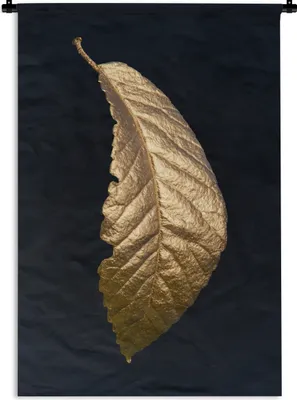 Produktbild von MuchoWow® Wandteppich Wandbehang Blätter - Luxus - Gold - Schwarz - Natur 90x135 cm Tapisserie Dekoration Wandtuch - Baumwolle - Wandskulptur