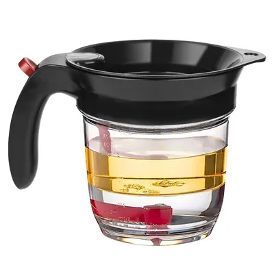 Produktbild von Fettabscheider,Soßenabscheider,für 4 Tassen zum Kochen, gesündere Soße, Suppe, leicht zu drückender Ölabscheider mit Sieb,mit Bodenentleerung