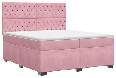 Produktbild von vidaXL Boxspringbett mit Matratze mit Kopfteil Rosa 200 x 200 cm Samt