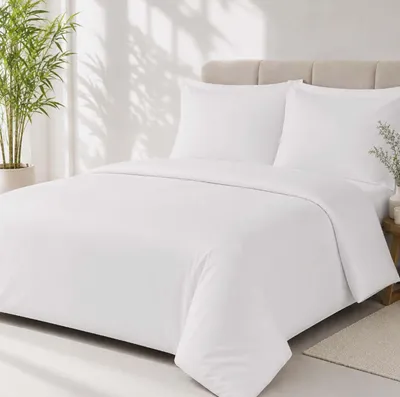 Produktbild von Renforcé Bettwäsche 100 % Baumwolle 2-teilig mit Reißverschluss,155cm x 220cm +80x80,Weiß