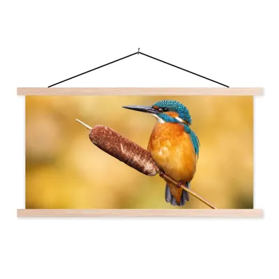 Produktbild von MuchoWow® Textilposter Eisvogel - Natur - Vogel 60x30 cm mit holzfarbenen Rahmen - Dekoration
