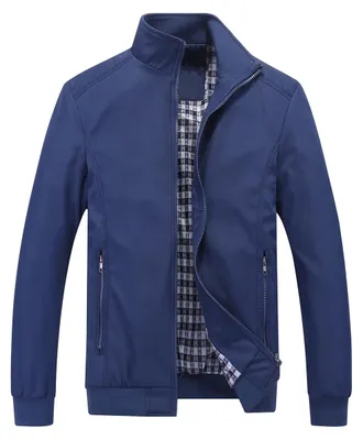 Produktbild von Leichte Bomberjacke Herrenjacke Pilotenjacke - Reißverschluss - Stehkragen - Einfarbig - Für Frühling und Sommer