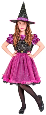 Imagen del producto de Disfraz de bruja, color negro y rosa, para Halloween, talla: 104