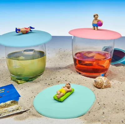 Produktbild von 3er Set Beach Boys Sommerdeckel Glasdeckel aus Silikon