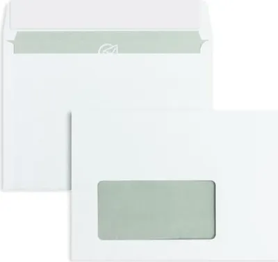Produktbild von Briefumschläge C6 80g/qm haftklebend Fenster VE=1000 Stück weiß