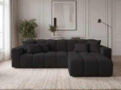Produktbild von GrainGold Ecksofa L-Form Rechts Nork - Moderne Ecksofa, Wohnzimmer Ecksofa - Eckcouch Schwarz (Komodo 23)