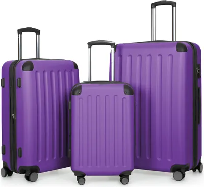 Obrázek produktu pro HAUPTSTADTKOFFER – Spree – sada kufrů, 3 ks, kufry s tvrdou skořápkou, cestovní kufry s rozšířením, sada trolley, TSA, 4 kolečka, S, M a L, barva aubergine