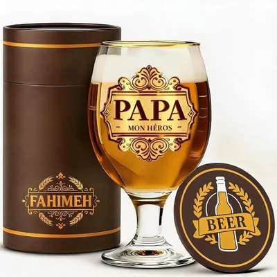 Obrázok produktu pre Personalizovaný pohár na pivo s podstavcom na Deň otcov