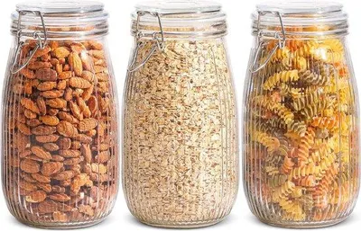 Produktbild von Famanu Gläserne Aufbewahrungsgläser 50 oz Set von 3 - Lufdicht mit Deckel