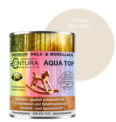Produktbild von Contura 750ml. Möbellack Lack für Kinderspielzeug Buntlack DIN EN71/3 Buntlack Holzlack - RAL 9001 Creme