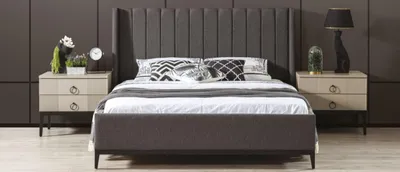 Produktbild von Stilvoll Schlafzimmer Set Bett und 2x Nachttische Luxus Möbel 3tlg Grau