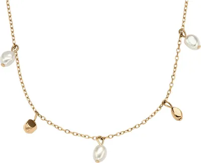 Produktbild von Skagen SKJ1879710 Damen Collier AGNETHE PEARL Edelstahl Gold Weiß 45 cm