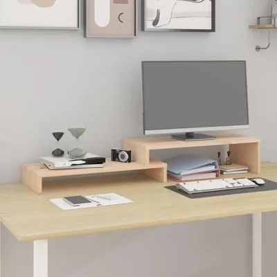Obrázek produktu pro vidaXL Stojan na monitor (52-101)x22x14 cm z masivního borovicového dřeva
