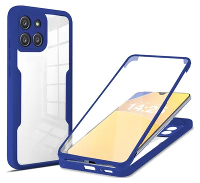 Produktbild von 360 Grad Rundum Schutz Handyhülle für Samsung Galaxy A22 5G Full Cover Vollschutz Case Farbe: Blau