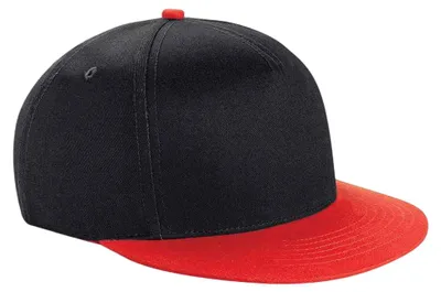 Image de Beechfield - Casquette snapback pour enfants LT2293 (taille unique) (noir/rouge vif)