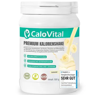 Produktbild von Trinknahrung hochkalorisch für Gewichtszunahme | Kohlenhydrate & Eiweiß als Kalorien Shake | Hochdosiert mit vielen Vitaminen  (Banane 500g), Pulver