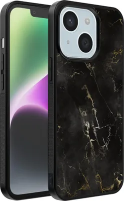 Productafbeelding van Smartphonica telefoonhoesje voor iPhone 14 met marmerprint - TPU achterkant, marmerdesign - Zwart
