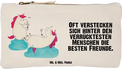 Produktbild von Mr. & Mrs. Panda Kulturtasche Einhorn Sekt Größe S Klein - Weiß - Geschenk, Kulturbeutel, Etui, Kosmetiktasche, Unicorn, Korken, Mäppchen, Party, BFF, Pouch, Spaß