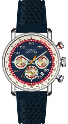 Productafbeelding van Invicta Aviator 69576 herenhorloge - Quartz uurwerk - Staal met blauwe wijzerplaat - 42 mm